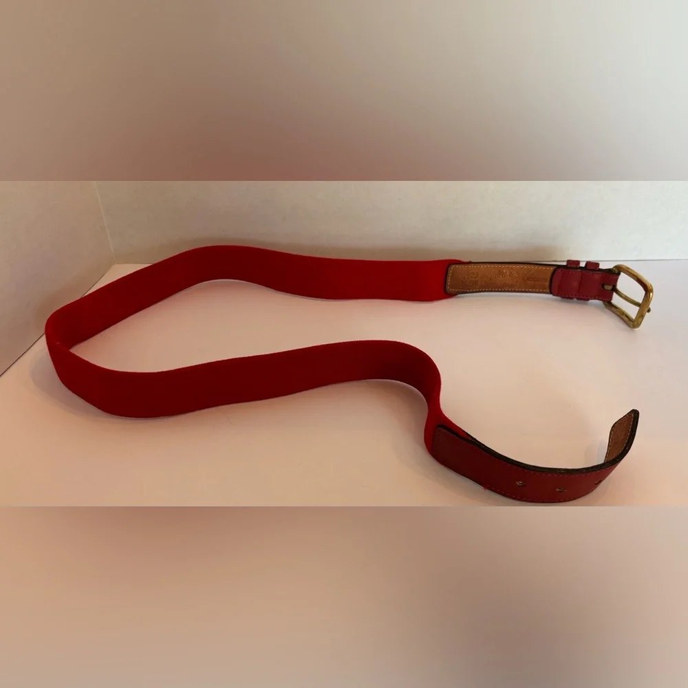 Lacoste Men's Red Stretch Belt Brass Buckle Size 36 Dated 2023